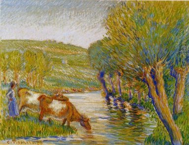 o rio e salgueiros eragny 1888