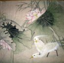 Lotus et oiseaux - peinture chinoise