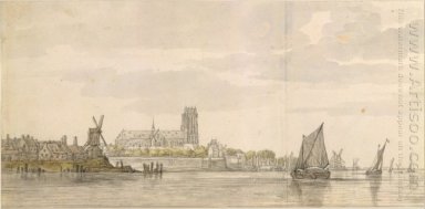 Vues de la Grande Église à Dordrecht la Meuse