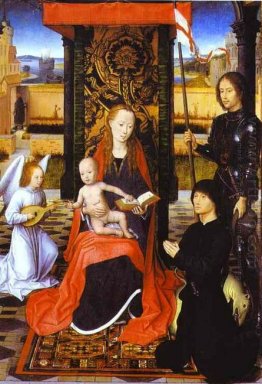 Die Jungfrau und Kind mit einem Engel St George und ein Donor