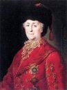 Porträt der Kaiserin Katharina II. mit Reisen Kleid