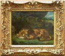 Lion verzwelgen Een Konijn 1856