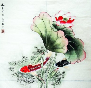 Fish & Lotus - Chinesische Malerei