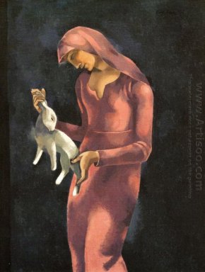 Frau mit einem Kaninchen