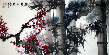 Bamboe-Pruim pine - Chinees schilderij