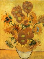 Still Life Vas Dengan Fifteen Sunflowers 1888