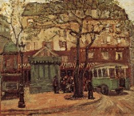 Grönaktig Bus i Street i Paris