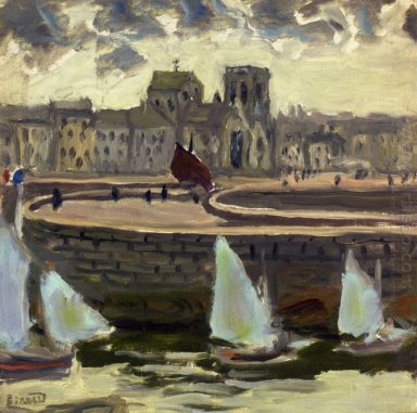 Boats In Port At Low Tide 1905