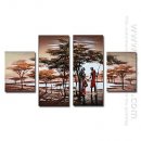Hand-painted Oil Painting People Oversized Wide - Set of 4