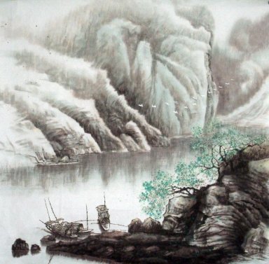 Montañas, agua - la pintura china