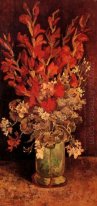 Vaas met gladiolen en anjers 1886