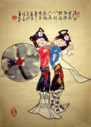 Mooie Dame - Chinees schilderij  Mooie Dame - Chinees schilderij