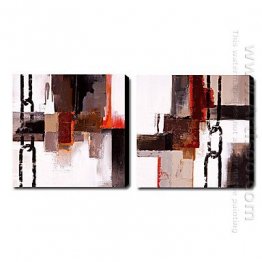 Pintados à mão pintura a óleo abstrata - conjunto de 2