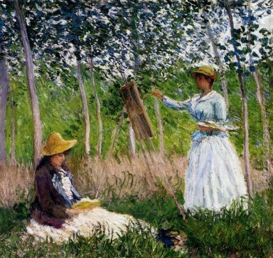 Im Wald bei Giverny - Monet BlancheHoschede At Her Staffelei Wit