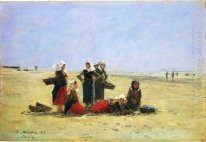 Kvinnor på stranden vid Berck 1881