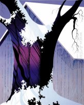 Árbol violeta y Granero