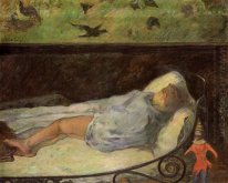 ung flicka drömmer studie av ett barn sover 1881