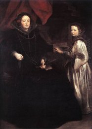 Retrato de Porzia Imperiale e sua filha 1628
