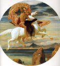 Perseo su Pegasus affrettarsi verso il salvataggio di Andromeda