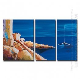 Pintados à mão pintura a óleo da paisagem - conjunto de 3
