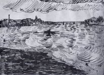 Rhone con barche e Un Ponte 1888
