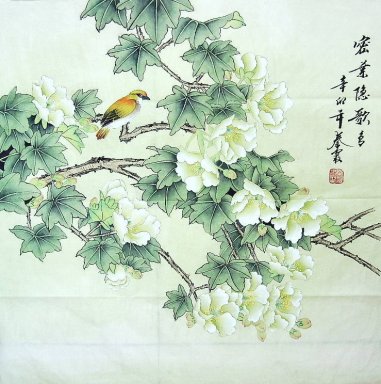 Oiseaux et fleurs - Peinture Chiense