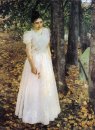 Höst ung kvinna i en trädgård 1891