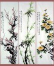Plum, Orchid, krysantemum-ThreeInOne - kinesisk målning