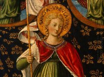 Saint Ursula med änglar och Donator Detail 1