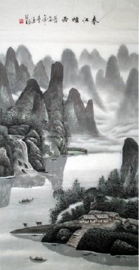 Landschap met rivier - Chinees schilderij