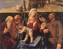 Virgin e criança com Saint Jerome Peter Clara e Francisco 1505