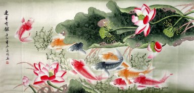 Vis & Lotus Chinees schilderij