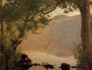 Lago di Nemi visto attraverso gli alberi 1843