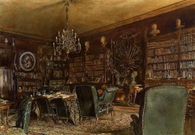 De bibliotheek van het Palais Lanckoronski Wenen 1881