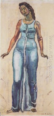 Standing Female figure dans une robe bleue