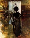 Woman In Black Who Watches the Pastel De Signora Emiliana Concha