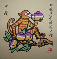 Zodiac & Monkey - kinesisk målning
