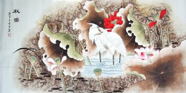 Crane & Lotus - pintura chinesa