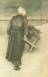 Mulher Scheveningen Com Wheeelbarrow 1883