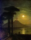 La baie de Naples nuit éclairée Vésuve 1840