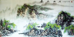 Paisagem com rio - pintura chinesa