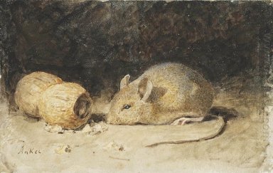 Un ratón con un cacahuete
