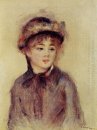 Busto de una mujer que lleva un sombrero 1881