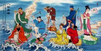 Delapan Dewa Menyeberangi Laut - Lukisan Cina