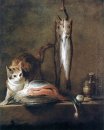 Натюрморт с кошкой и рыбы