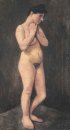 Desnudo femenino de pie, con los brazos situados en la parte fro