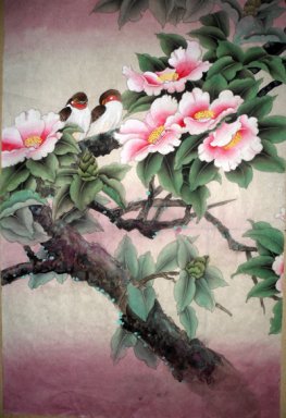 Oiseaux et fleurs - Peinture chinoise