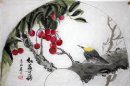 Lichia & pássaros - pintura chinesa
