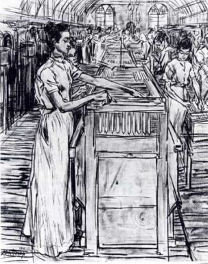 Female employees in the Candle factory in Gouda