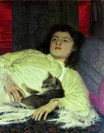 Menina com um gato 1882